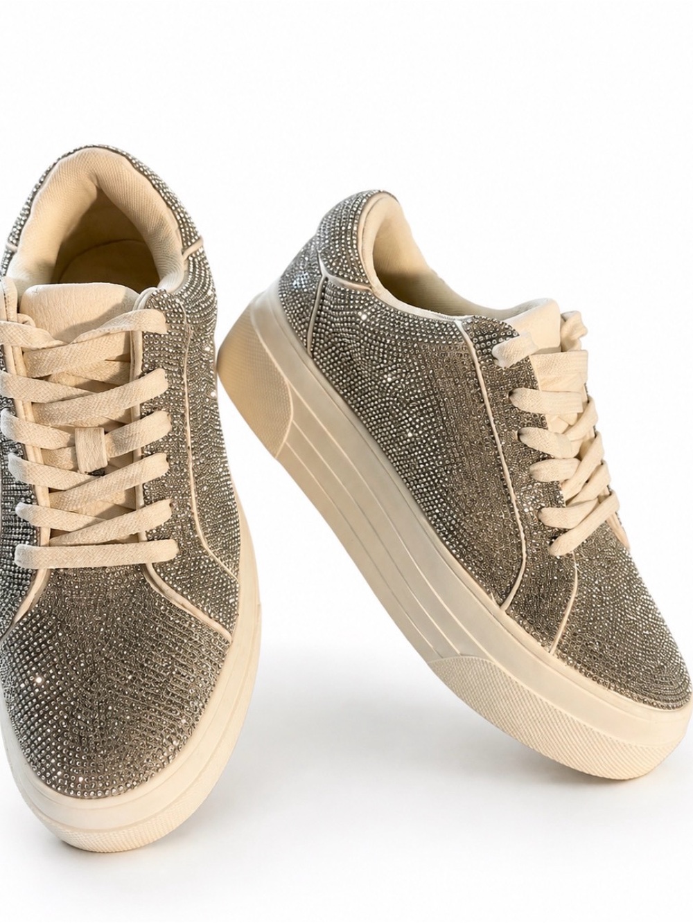 Jessica Simpson Cherello Women’s Size 8 Rhinestone Platform Sneakers Silver - Picture 3 of 7
